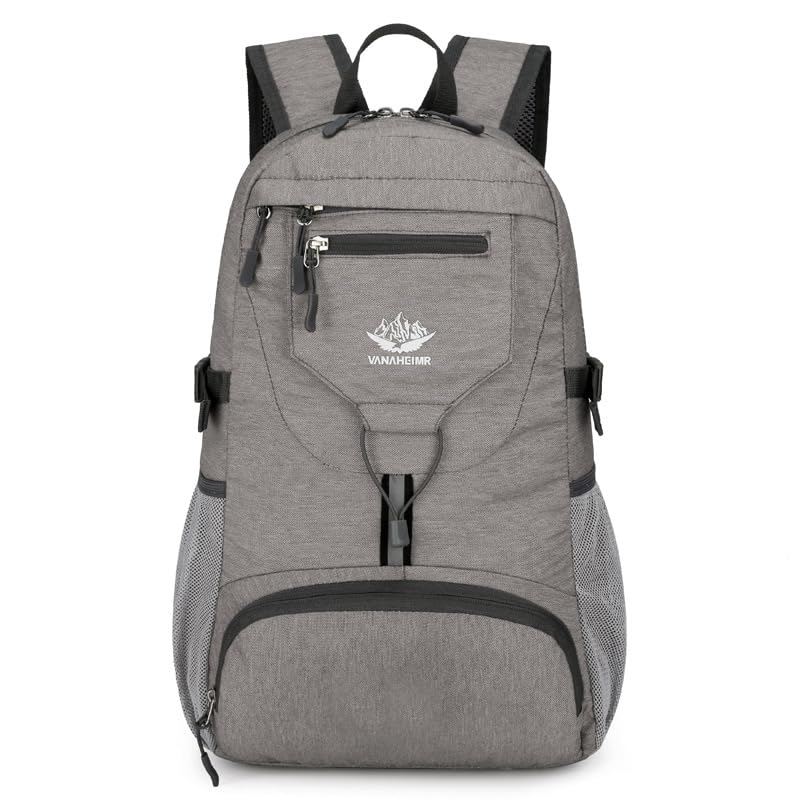 Small lightweight Packable Backpack :20 litre ultra-light foldable hiking camping backpack men's and women's daily bags (gray), 0.29KG