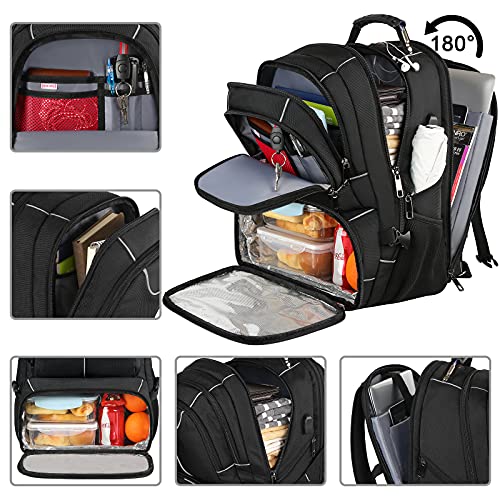 Veckuson Lunch Bag Backpack, Insulated Cooler Lunch Box Backpack, Extra Large Travel Laptop Backpack Tsa Friendly Rfid Durable Computer College Bag With Usb Port For Women Men Fits 17.3 Inch Laptop #TOP2