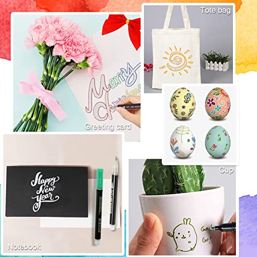 TOPJOWGA Penne di Contorno, 24 Colori Glitterate