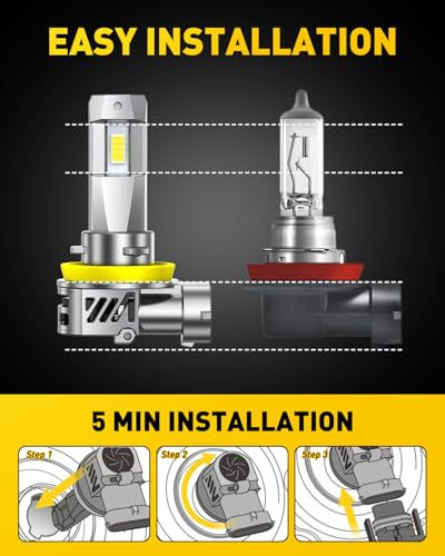 Image of AUXITO 9005 Bulb H11 Bulbs, 80000LM Brighter Ultra-Bright, Plug N Play, Long Lifespan, No Flicker, 99% Compatibility, 2PCS