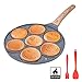 Bobikuke Padella Pancake Smile, Pancake Piastra Antiaderente 7 Fori Padella Frittata Piatto Colazione per Bambini 26 cm - Nero