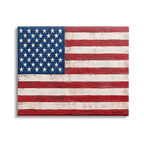 Image of Stupell Industries 'Rustic American Flag Red White Blue'| Canvas Art | Stupell Industries | 48 x 36 Inches, Easy to Hang and Sturdy, Made in USA, by Ruane Manning