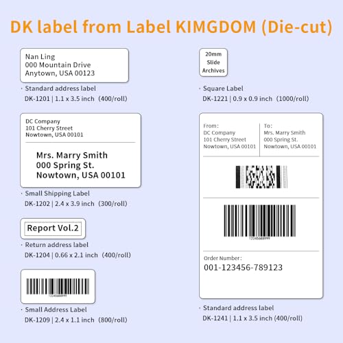 Replace for Brother (2.4 in x 1.1 in) DK-1209 White Label for Small Address/Barcode Labels, Roll of 800 Stickers use with QL-800 Printer, 29 x 62mm (5 Rolls+ 1 Reusable Cartridges)