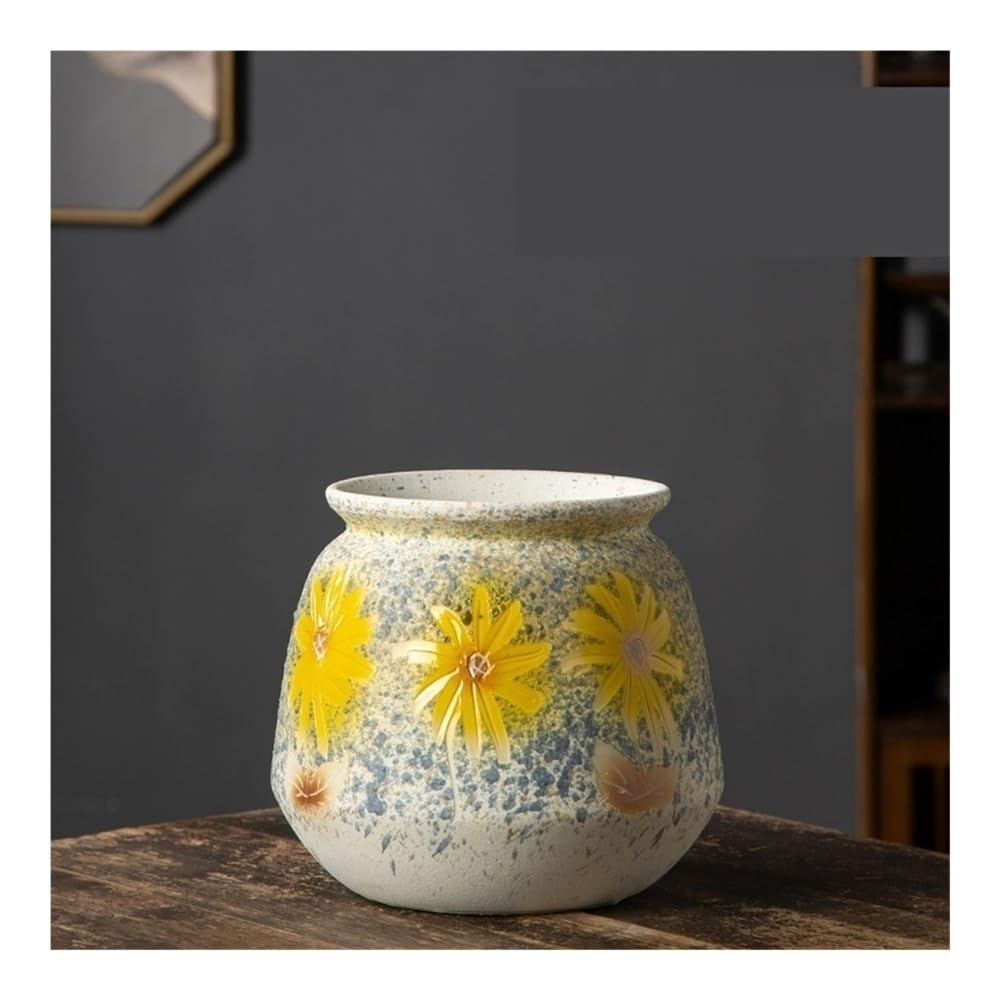 Dekoracyjne donice na rośliny doniczkowe, Ręcznie rzeźbiona zielona doniczka na sukulenty, duża ceramiczna doniczka w stylu vintage, Idealne doniczki dla roślin do użytku wewnątrz i