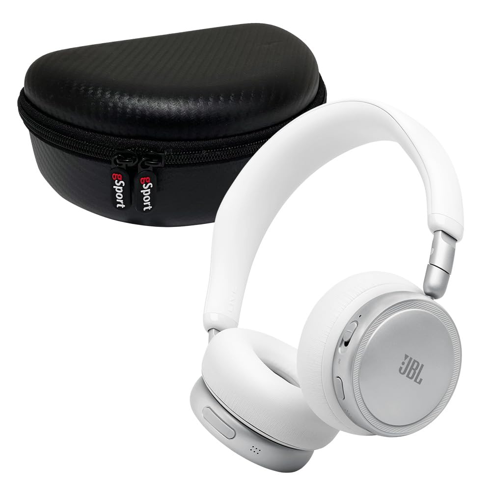 JBL Live 680NC Wireless Over-Ear Noise Cancelling Headphone Bundle with gSport Case (White)