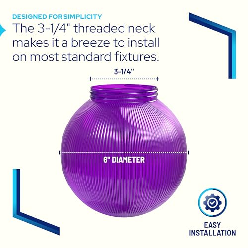 Image of KASTLITE Purple Ribbed 6 inch Acrylic Festival Globe, 3.25 inch Threaded Neck