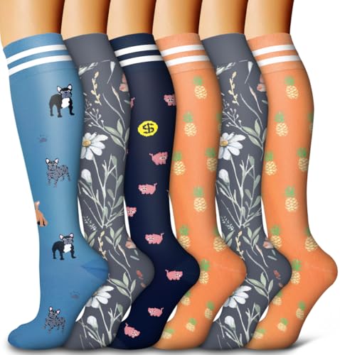 Image of 6 Pack Copper Compression Socks for Women and Men Circulation-Best Support for Medical,Running,Nursing,Athletic