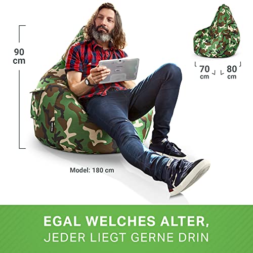 Sitzsack Green Bean mit Rückenlehne 80x70x90 cm für Gaming und Entspannung