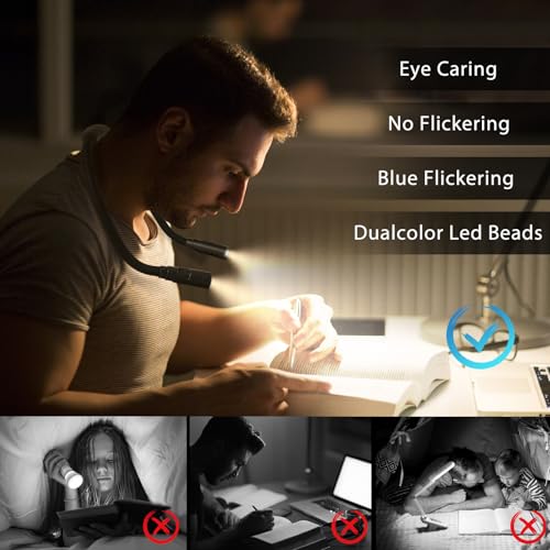 Image of LUXJET Rechargeable Neck Light for Knitting & Crochet - Book Lights for Reading in Bed - 3 Color Modes, Dimmable, Eye-Care LED, Hands-Free Neck Light for Repairs