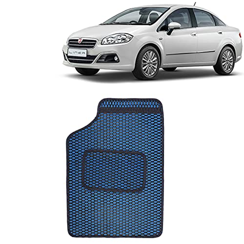 Image of Kingsway Dotted Design Car Floor Foot Mats Universal Fit for Fiat Linea, Model Year : 2007-2019, Water and Dustproof, Color Blue, Set of 5 Pieces