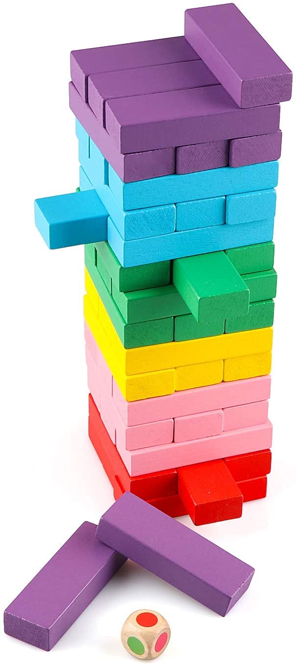 Buy Vomocent Wooden Colored Tower Stacking Game, Fine Motor Skill