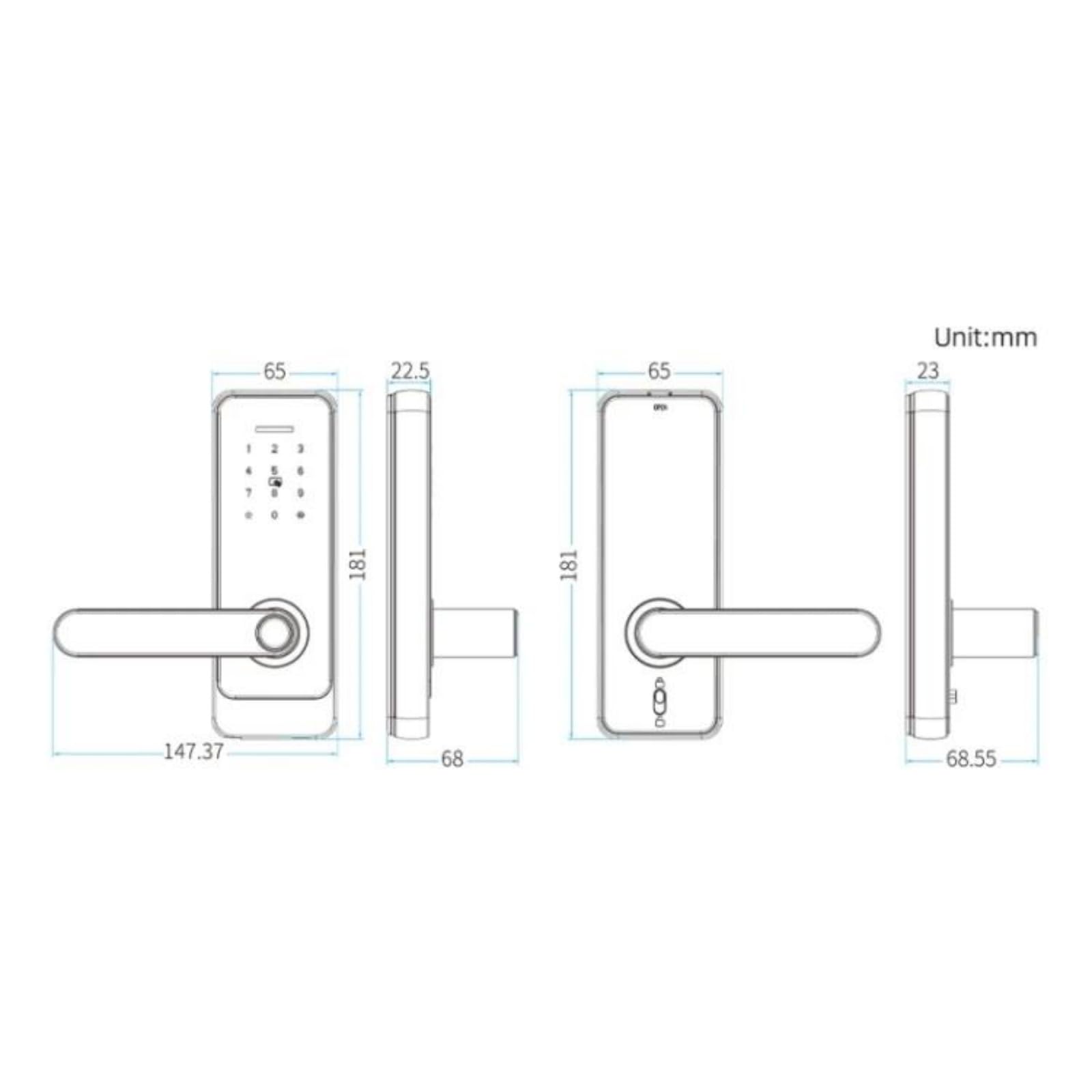 Cerradura inteligente Tuya, cerradura de puerta sin llave con huella dactilar, Bluetooth, Wi-Fi, contraseña, tarjeta IC y control remoto con llave, seguridad mejorada.,Tuyaapp