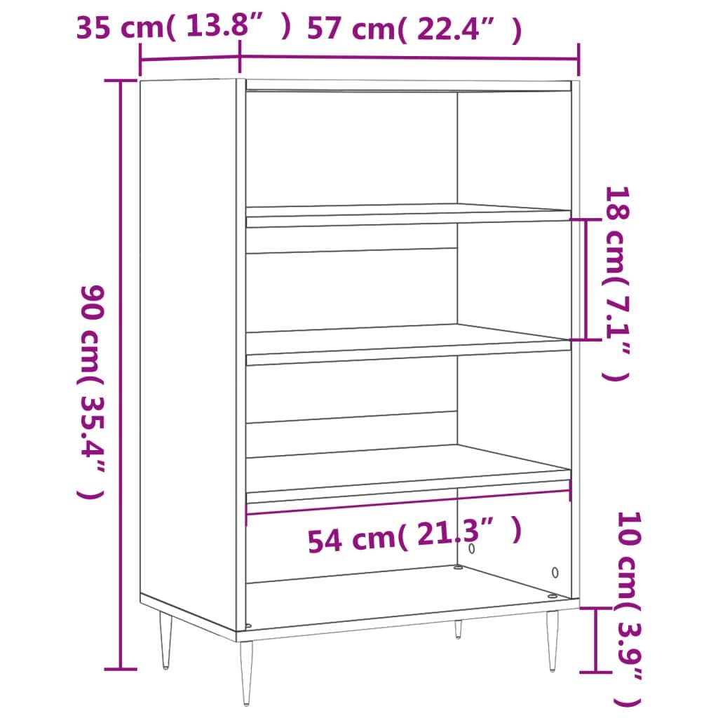 Betongraues Highboard 57x35x90 cm Holzwerkstoff mit Metallfüßen, vielseitiges Sideboard für Wohnzimmer, Esszimmer, Flur und Büro, Stabiler Stauraum, platzsparend, mit Wandhalterung