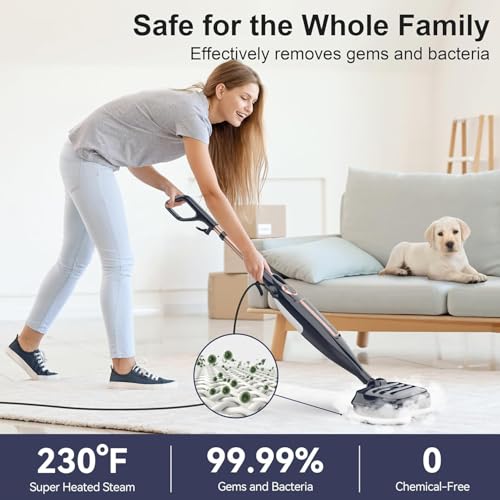 Image of DEVOAC VM6 Scrubbing Steam Mop with Rotating Mop Pads, 10 in 1 Steam Mop, Lightweight Spin Mop & 3 Steam Modes for Hard Floor Laminate Marble Floors (Ink)