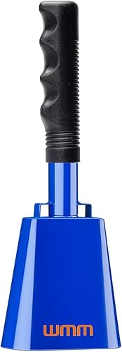 Miniatura 23 de WMM Campanas de vaca de 10 pulgadas para eventos deportivos, campanas de animación para juegos de fútbol, cencerro grande de acero con asa, campanas
