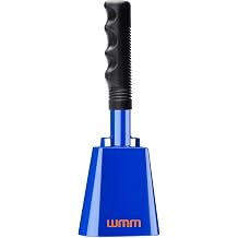 10 Inch Steel Cowbell with Handle Cheering Bell for Sports Events Large Solid School Bells & Chimes Percussion Musical Instruments Call Bell AlarmBlue