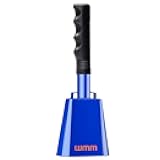 10 Inch Steel Cowbell with Handle Cheering Bell for Sports Events Large Solid School Bells & Chimes Percussion Musical Instruments Call Bell Alarm(Blue)