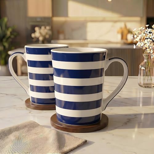 Image of U.P.C. Milk Mug Set of 2 | Ceramic & Bone China Coffee Milk Cups | Designer Printed Tea Coffee Mug Set | Large Capacity Milk Mugs | Microwave Safe Cup Set (UPC MM-103)