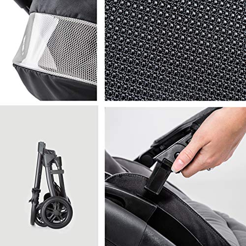Hauck Kombi Kinderwagen mit Beindecke Saturn R / All Terrain / bis 25 kg / Wendbar / Höhenverstellbar / Kompakt Faltbar / Getränke Halter / Kompatibel mit separater Babywanne & Babyschale / Schwarz