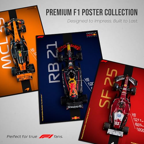 Image of Seagull Store F1 Formula One Car Posters 2025 - Pack of 6 | 8x12 inch (A4 Size) | 300 GSM Matte Laminated | Included Peel and Apply Tape on Back (now Providing free GlueDrops) | Self-Adhesive Posters | Wall Art for Bedroom, Living Room, Office, Garage Decor