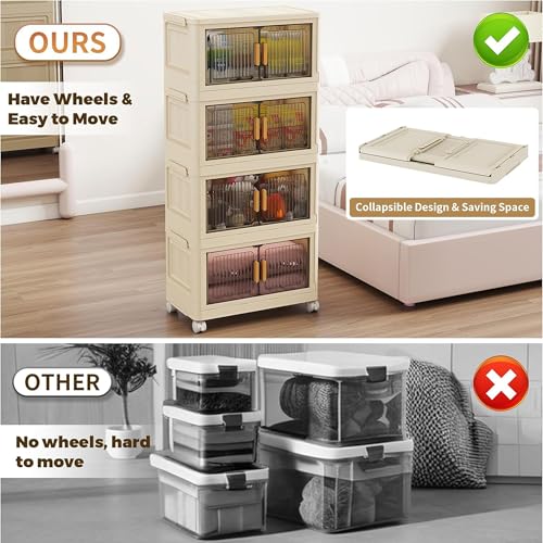 Image of YFXCVSL 𝟒 𝐏𝐀𝐂𝐊 Multi-Purpose Organizer | Modular Storage Rack for Clothes, Kitchen, Bedroom & Living Room | Stackable Rack, Space-Saving Wardrobe Cabinet - White