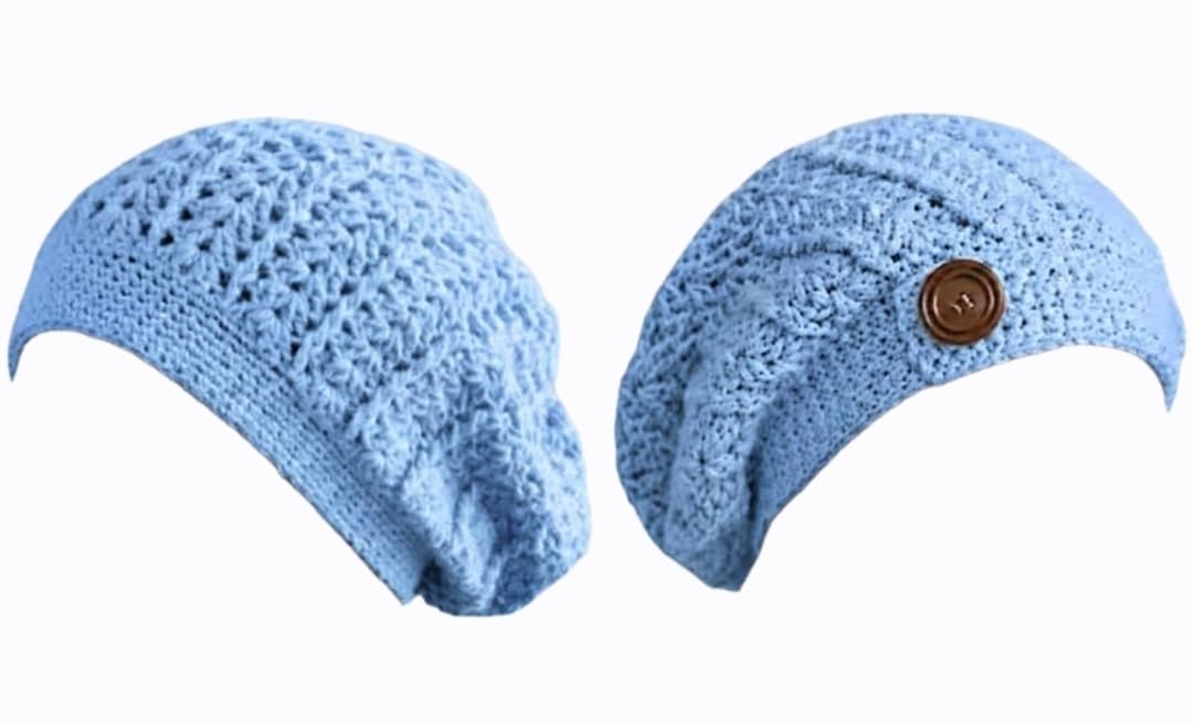 Handmade Crochet Slouch Beanie Cap, Blue, Soft and Stretchable, One Size Fits All, for Teens to Adults-image-25