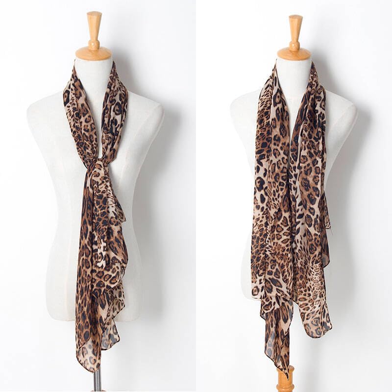 Leopard-Print-Scarf for Womens - Classic-Cheetah-Wrap-Shawl Long Lightweight Sunscreen Scarf(28"×59")4