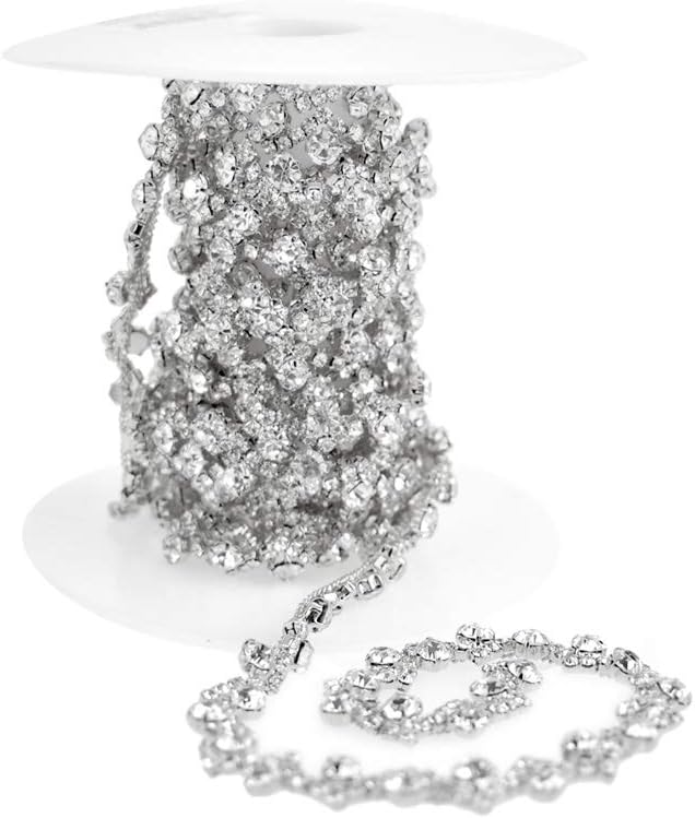 Homeford Zigzag Crystal Rhinestone Jewel Trim, 3/8-Inch, 3-Yard (Silver)