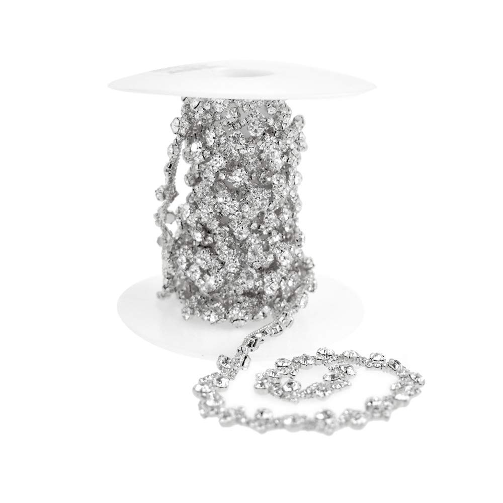 Homeford Zigzag Crystal Rhinestone Jewel Trim, 3/8-Inch, 3-Yard (Silver)