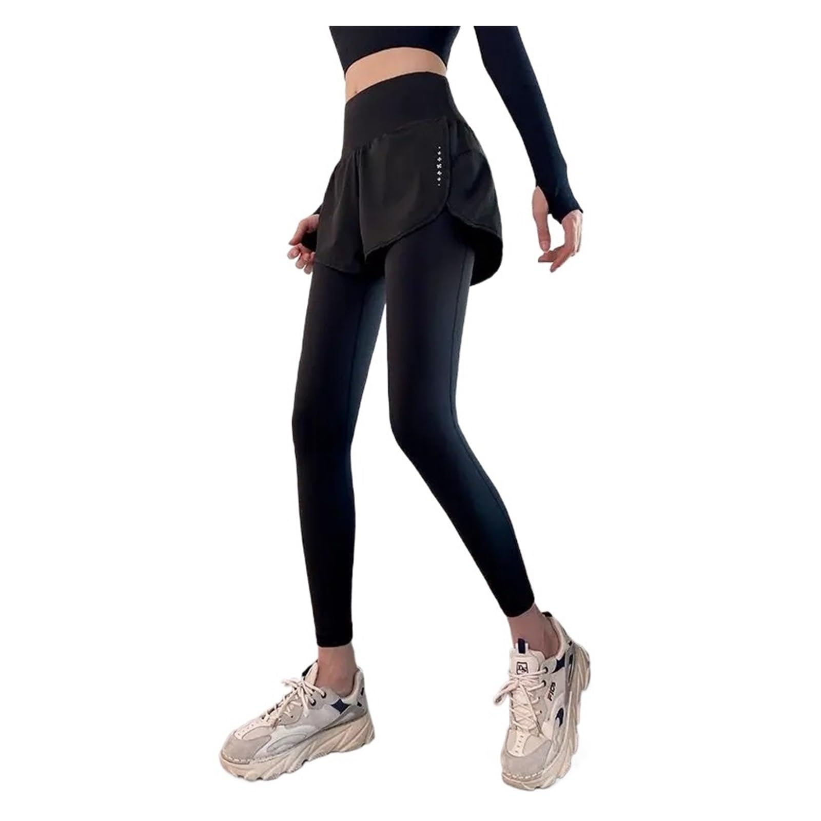 Pantaloni da Yoga da Donna Abbigliamento da Yoga Abbigliamento Sportivo da Palestra Allenamento da Corsa Leggings da Yoga Vestito con Collant Sportivi a Vita Elastica(Black,S for 40-50kg)