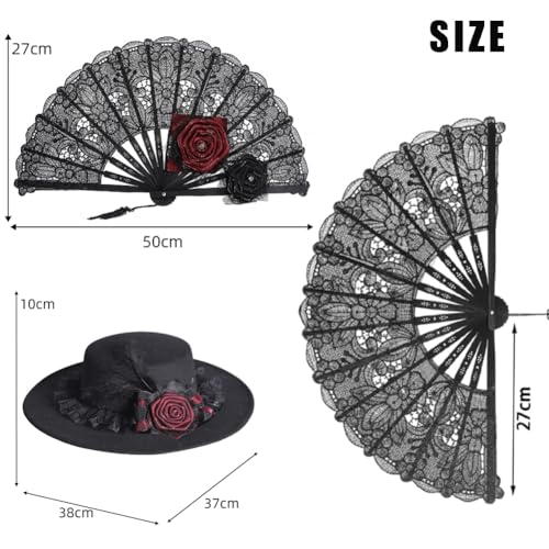 Éventail dentelle noire résistant et chapeau rose de cérémonie