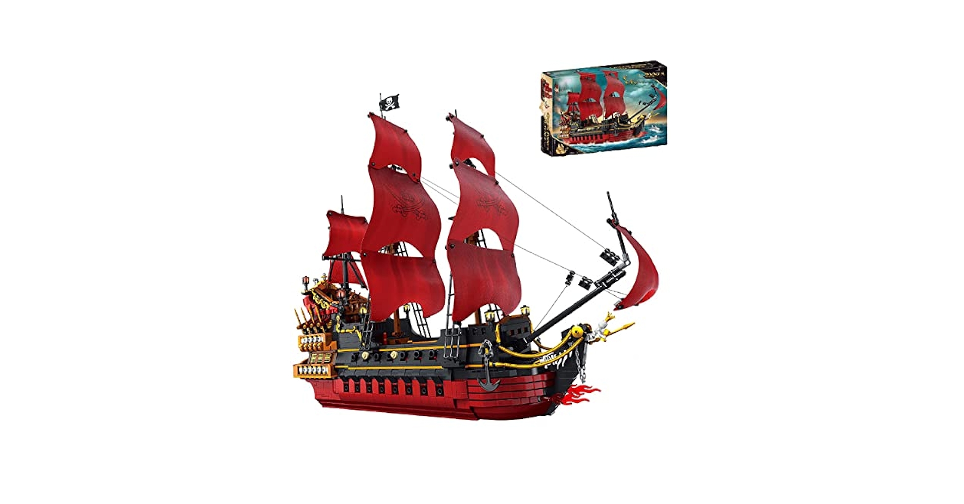 「ファイティングフューリーズ」シリーズの小物　海賊 Amazon.co.jp: zwxqe 海賊船トイモデル リアルなカリブ海海賊船