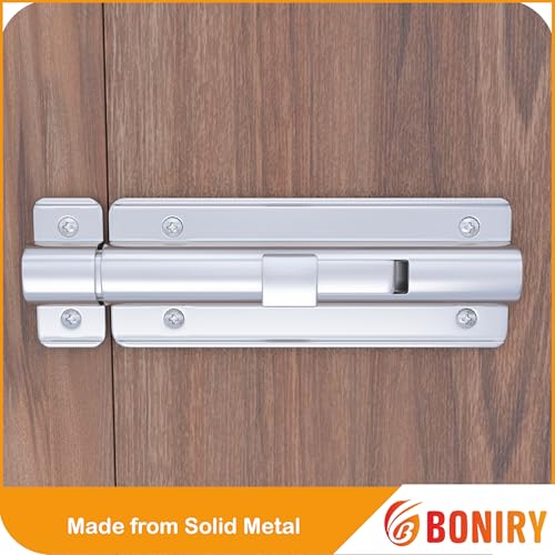 Image of Boniry Premium Heavy Duty Door Latch | Door Stopper Lock | Main Door High Security and Home and Office Doors for Wooden and PVC Door Latch (1, Silver)