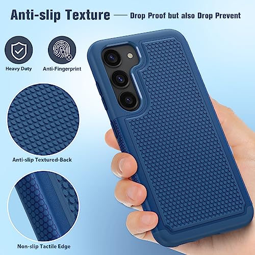 Image of FNTCASE for Samsung Galaxy S23 Case: Dual Layer Heavy Duty Cell Phone Protective Cover Shockproof Rugged with Non-Slip Textured - Military Drop Protection Bumper Tough - 2023, 6.1inch Blue
