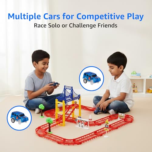 Image of Amazon Brand - Jam & Honey Avengers-Themed Car Track Small Set | DIY Loop Race Track with Cars | 360 Racing Fun | Safe & Durable | BIS Certified