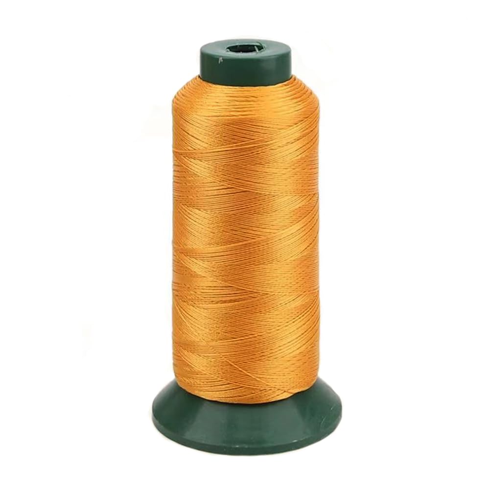 Bonded Nylon Sewing Thread 1500 Yards Size 69 210D/3 Heavy Duty Upholstery Thread for Leather Canvas Jeans Weaving（Golden)