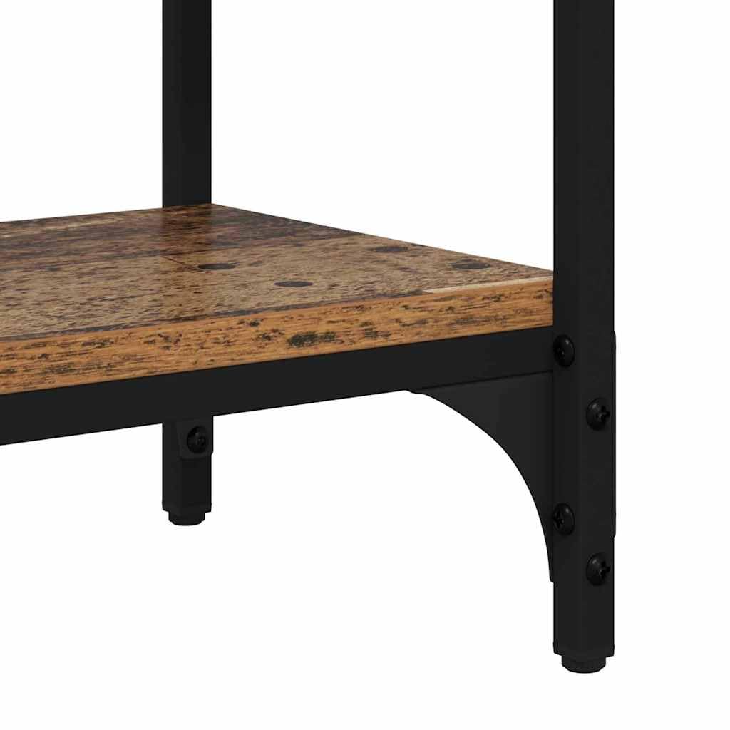 Consolle in legno anticato, 100 x 39 x 78,5 cm, con cassetto e scaffale, stabile struttura in metallo, tavolino rustico per corridoio, soggiorno, camera da letto, pratico