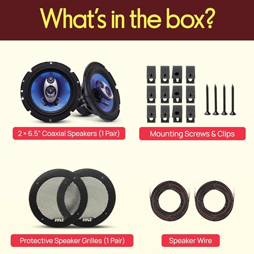Image of Pyle 6.5 inch Three-Way Sound Speaker System - 180 W RMS /360W Power Handling w / 4 Ohm Impedance and 3 /4'' Piezo Tweeter for Car Component Stereo, Round Shaped Pro Full Range Triaxial Loud Audio