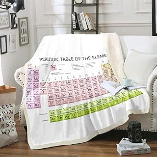 Loussiesd Periodic Table of the Elements Plush Blanket for Sofa Bed Chemistry Fleece Throw Blanketative Atomic Number Symbol Weight Sherpa Blanket Modern Colorful Fuzzy Blanket Double 60x79 Inch