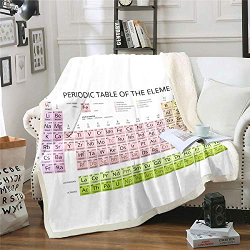 Loussiesd Periodic Table of the Elements Plush Blanket for Sofa Bed Chemistry Fleece Throw Blanketative Atomic Number Symbol Weight Modern Colorful Baby 30x40 Inch