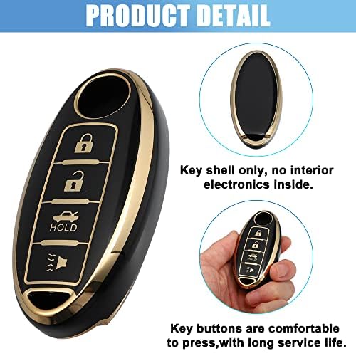 MACHSWON 4 Button Silicone Smart Key Fob Case Cover Key Fob Shell Protector Keyless Black for Infiniti QX80 2014 - Image 4