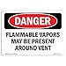 OSHA Danger Sign - Flammable Vapors May Be Present Around Vent | Plastic Sign | Protect Your Business, Construction Site, Shop Area | Made in The USA