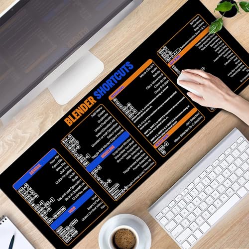 Image of Blender Shortcuts Mouse Pad - XXL Extended Computer Accessory & Desk Mat for 3D Artists & Designers - Non-Slip, Large Keyboard & Mousemat for Blender 3D Modeling, Animation & PC Workstation KMH