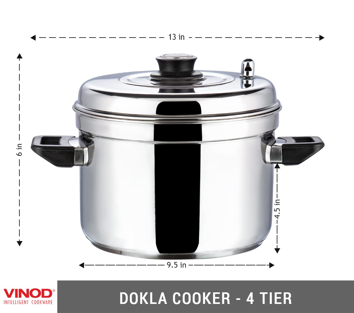 Vinod Idli Dhokla Cookers Premium Stainless Steel (Dhokla Cooker, 4