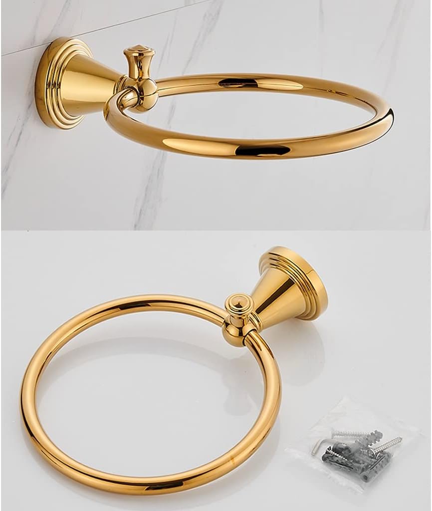 Light Luxury Palace Style Golden Bathroom Towel Ring, Bathroom Round Towel Rack, Bathroom Storage Rack Bathroom
