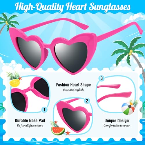 GINMIC Valentines Heart Sunglasses for Kids, 24PACK Trendy Heart Shaped Sunglasses Bulk, Kids Sunglasses Party Favors2
