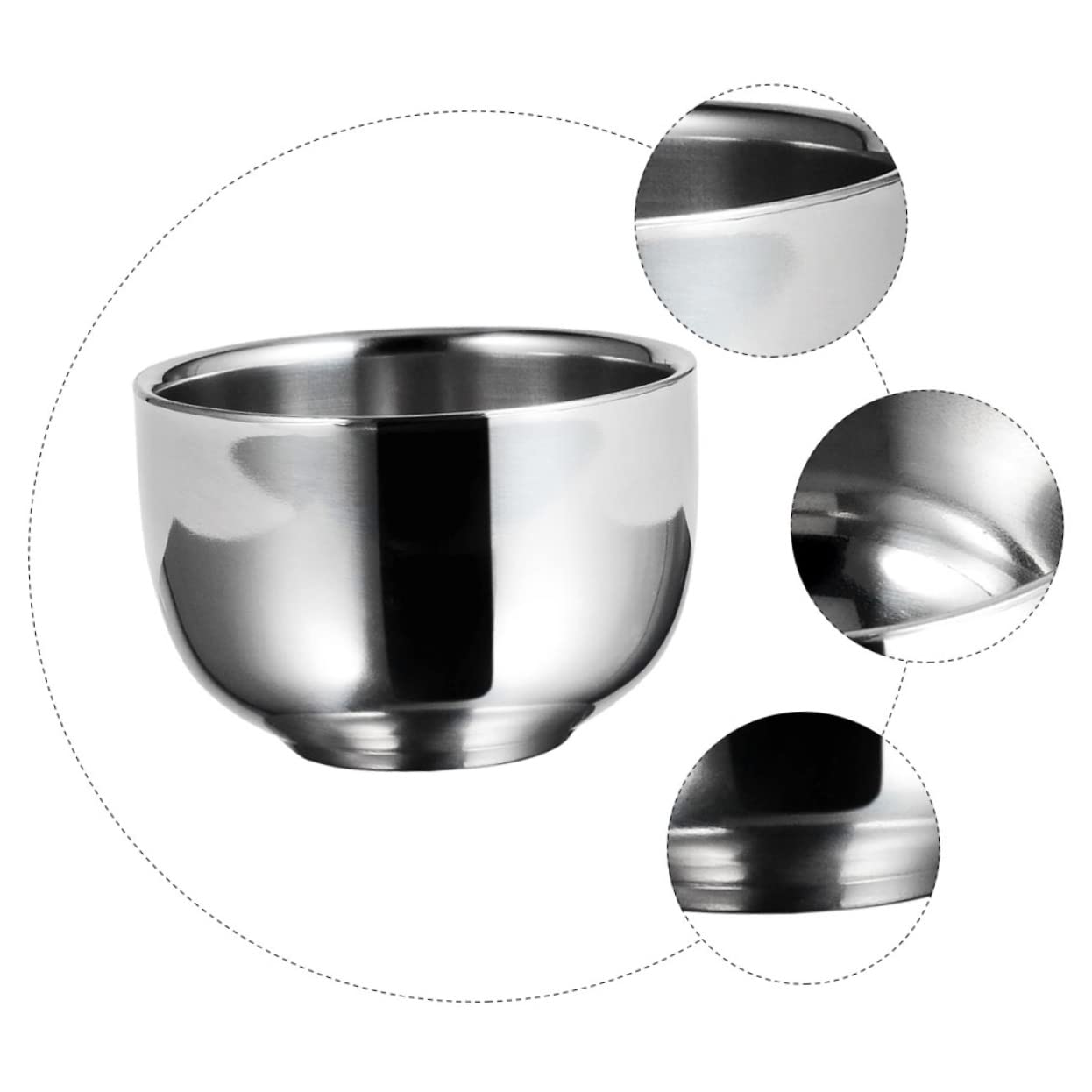 Didiseaon Stainless Steel Brush Bowl Men's Shaving Soap Bowl Foaming Shaving Cup