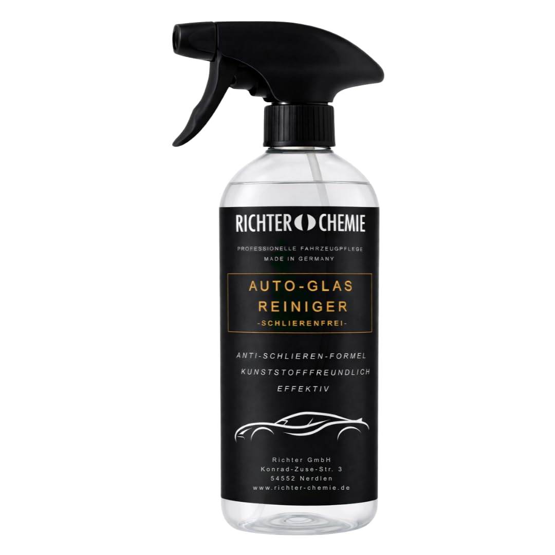 Richter Chemie Auto Pflegeset, 4 x 1 L, für Lack, Glas, Felgen & Innenraum | Enthält Auto-Shampoo Hochglanz, Glasreiniger, Felgenreiniger & Cockpit Aufbereiter Matt; für PKW, SUV & Motorrad