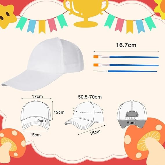 Gorras de Béisbol Blancas para Manualidades - Kit de 10 para Pintar y Graffiti
