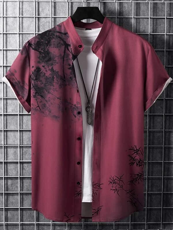 Image of Men's Lycra Digital Print Casual Shirt